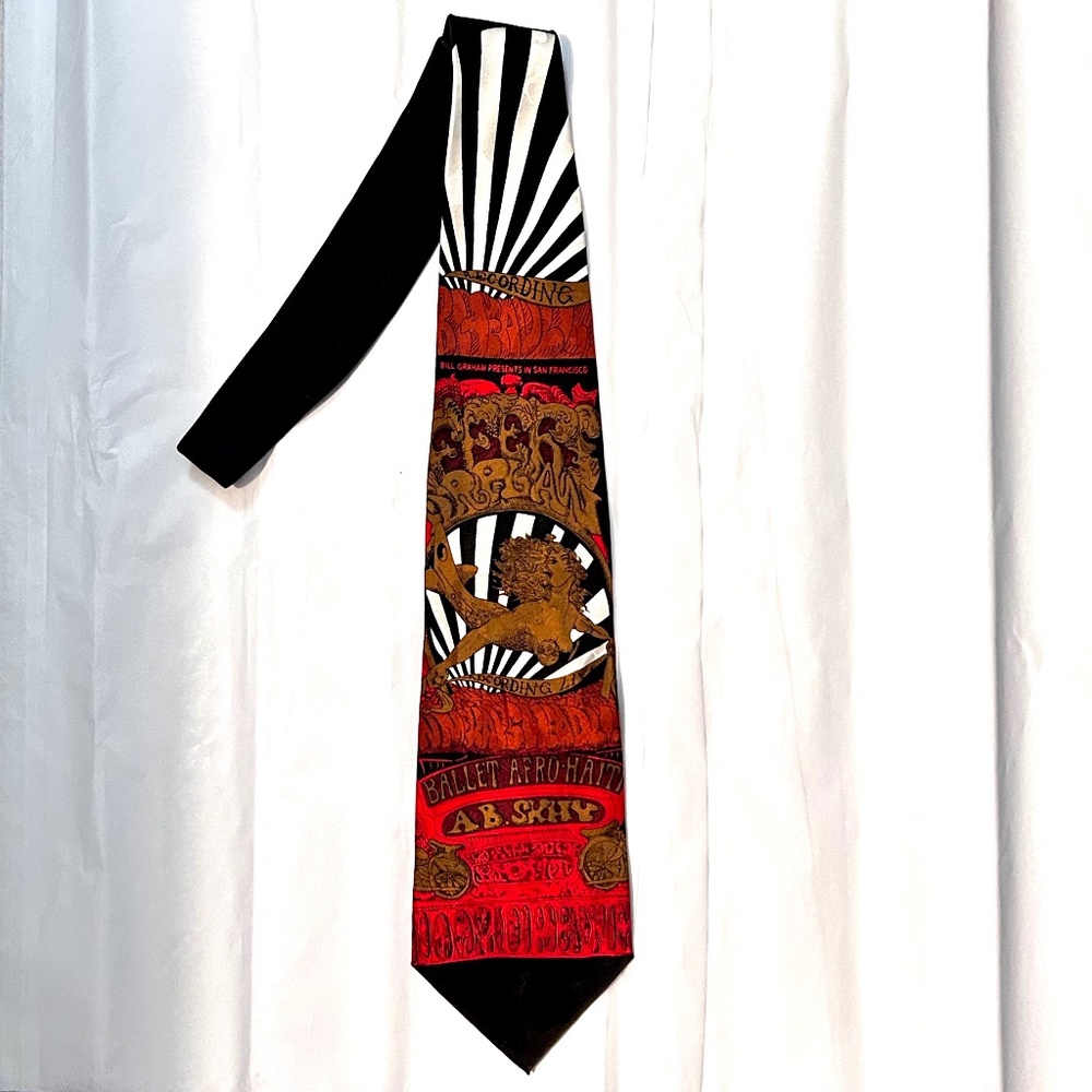 Fillmore Poster Tie - Flying Lady Jefferson Airplane Rare 100% Silk - SALE